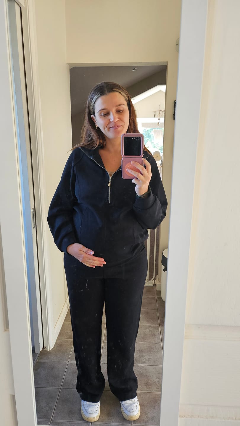 Customer photo review of Comfort Wide Leg Maternity Sweatpants in Black