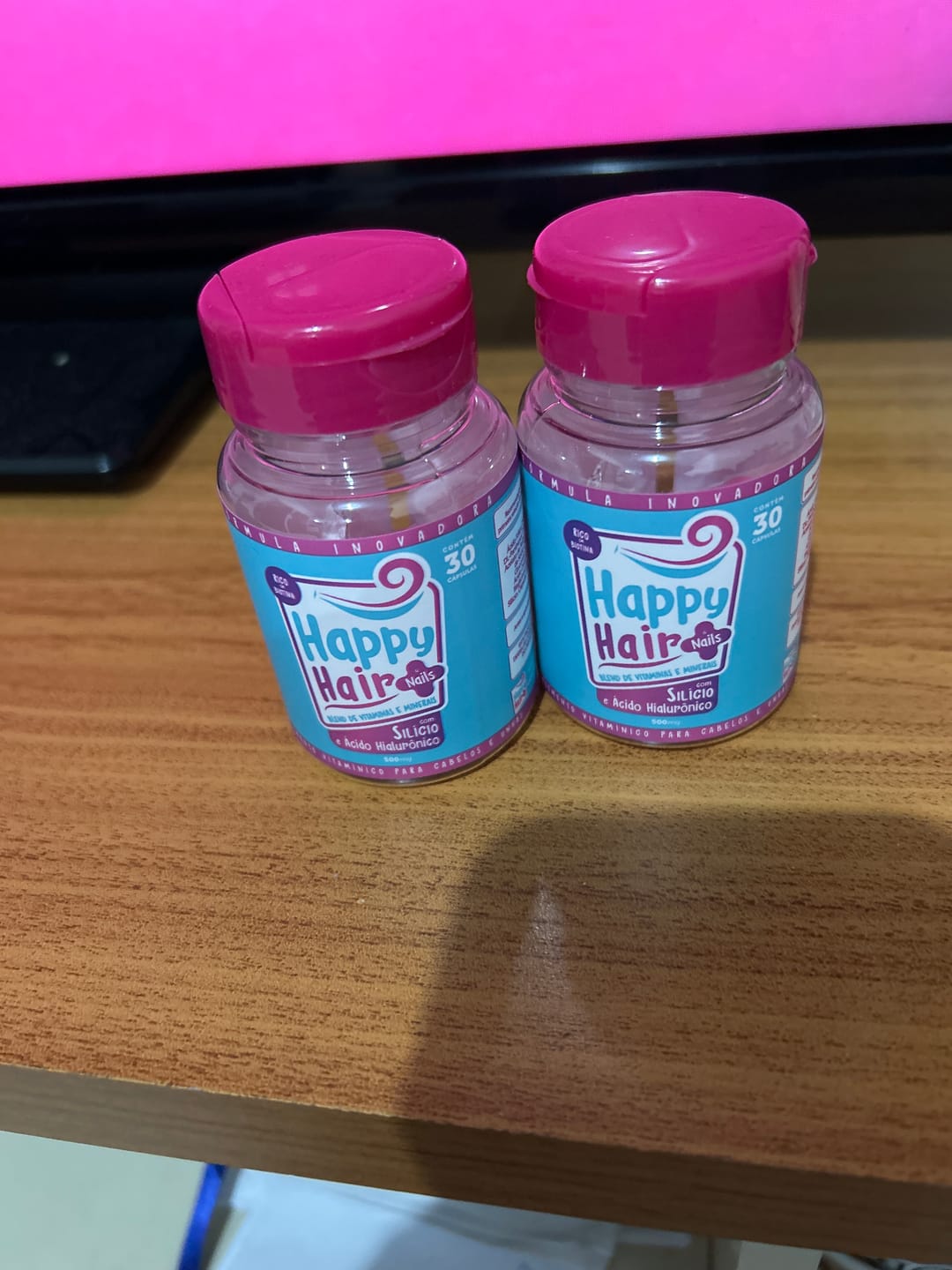 Customer photo review of Happy Hair 3 Potes + 1 Colágeno Grátis