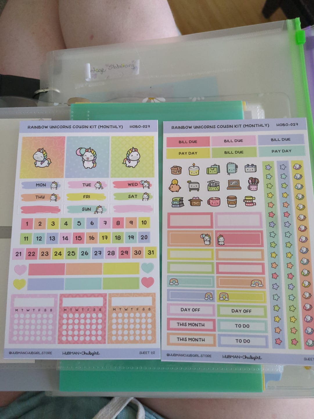 Customer photo review of Rainbow Unicorns Theme Hobonichi Cousin Monthly Kit (Set of 2)