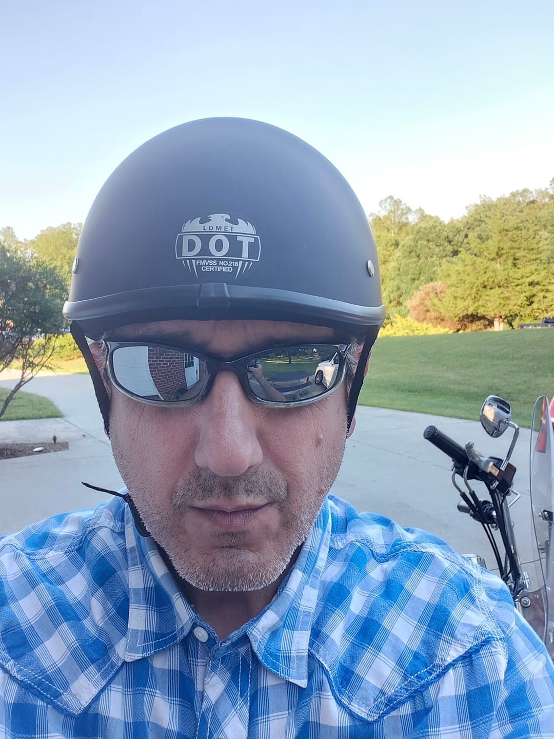 Customer photo review of Smallest & Lightest DOT Open Face Polo Helmet- Matte Black