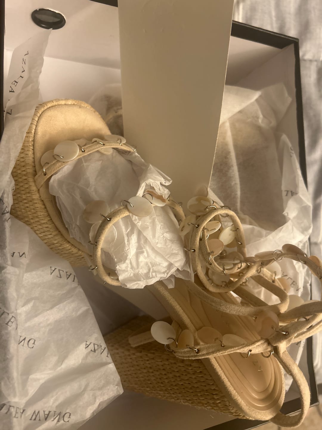 Customer photo review of ZAZZIE-NATURAL MOTHER OF PEARL PLATFORM SANDAL
