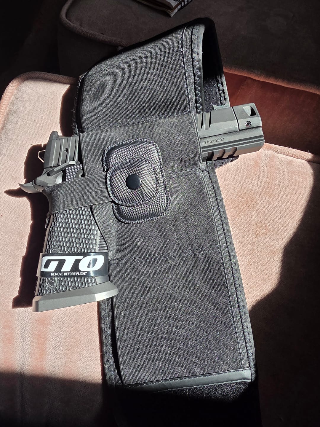 Customer photo review of BravoBelt Big Papa Edition - Belly Band Holster for Big Guys -  Fits 55" to 65" Belly
