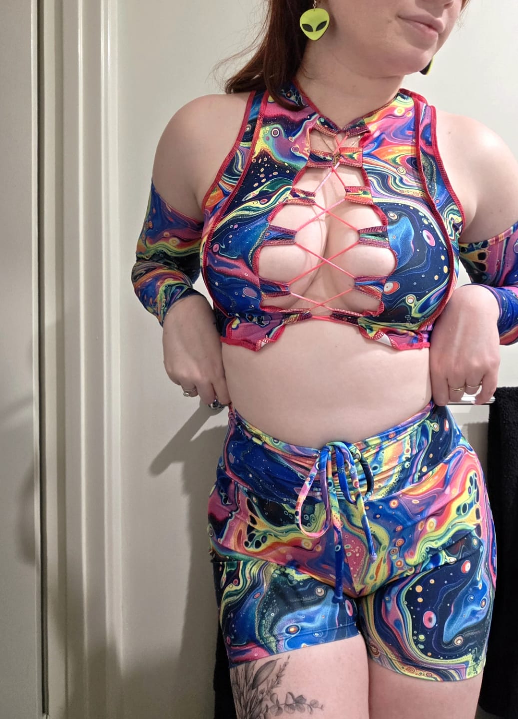 Customer photo review of Oil Slick Reverse Seam Top