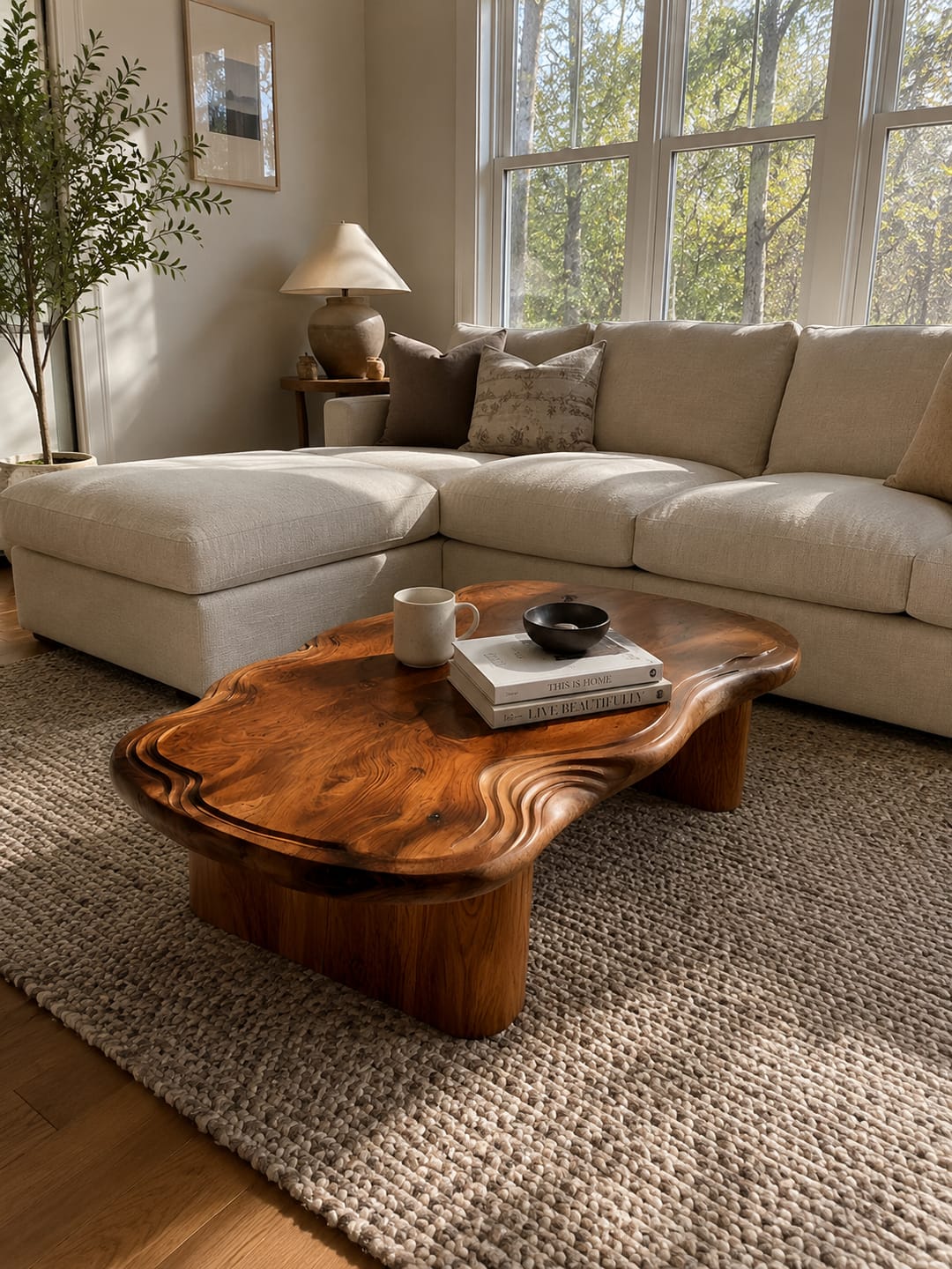 Customer photo review of Organic Curve Console Table Natural Solid Wood Entryway Oval Ring Base