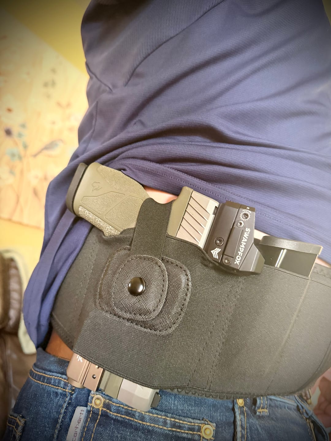 Customer photo review of BravoBelt Laser Fit Edition – Belly Band Holster | Fits Pistols with Weapon Mounted Lights, Lasers & Red Dots | Unisex (Black)
