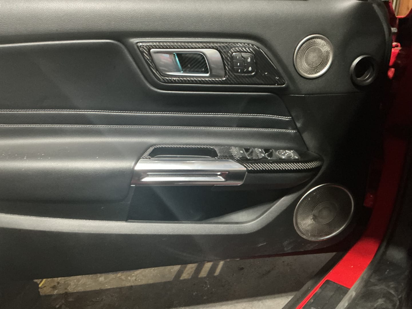 Customer photo review of Mustang 2015-2023 Hard Carbon Fiber Interior Door Handle Trim Covers