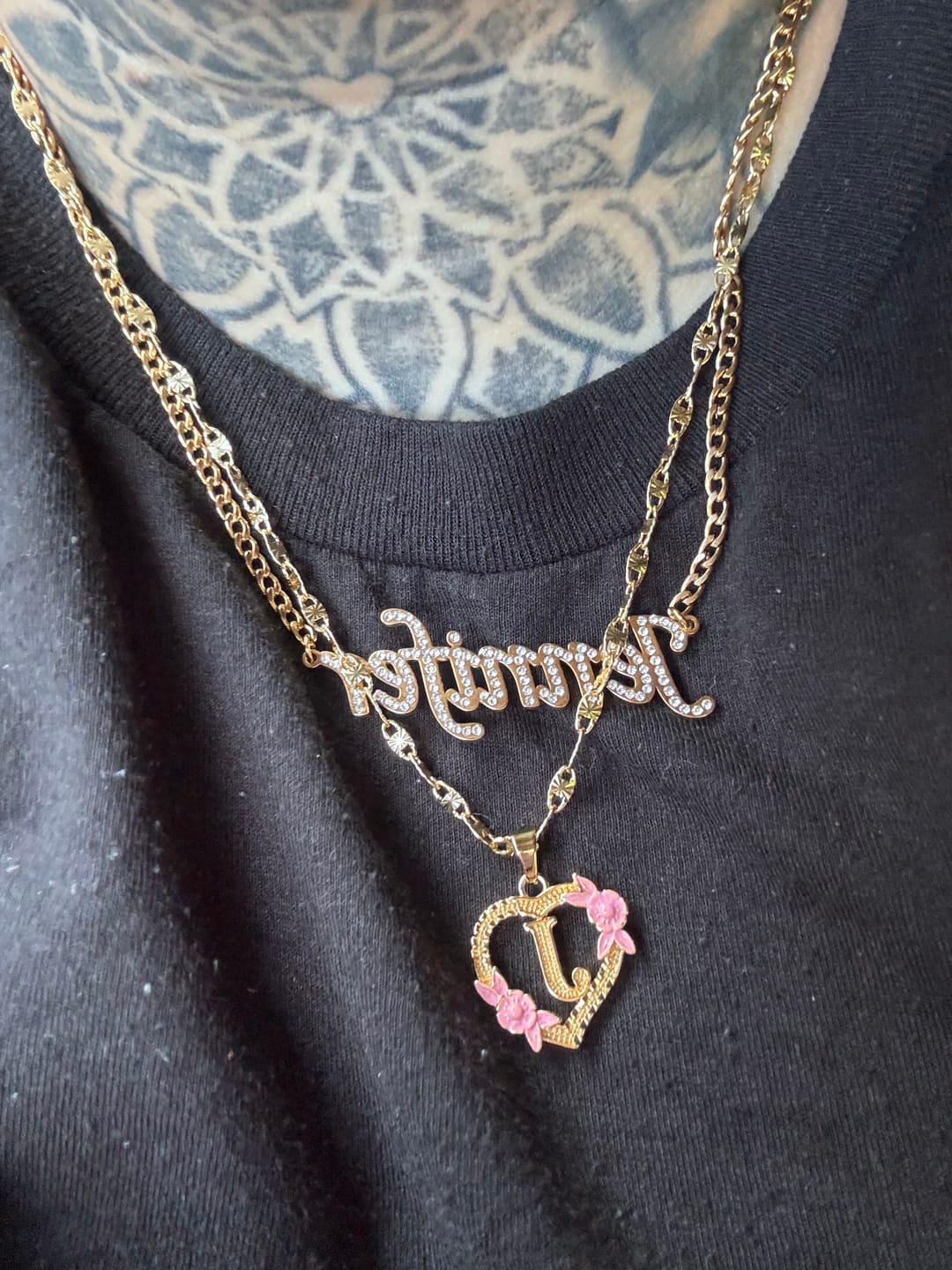 Customer photo review of Iced Name Necklace w/ Cuban Chain