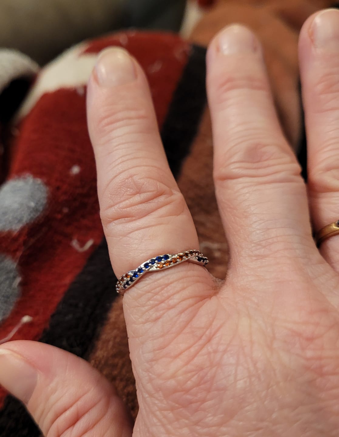 Customer photo review of Custom Wavy Birthstone Promise Ring