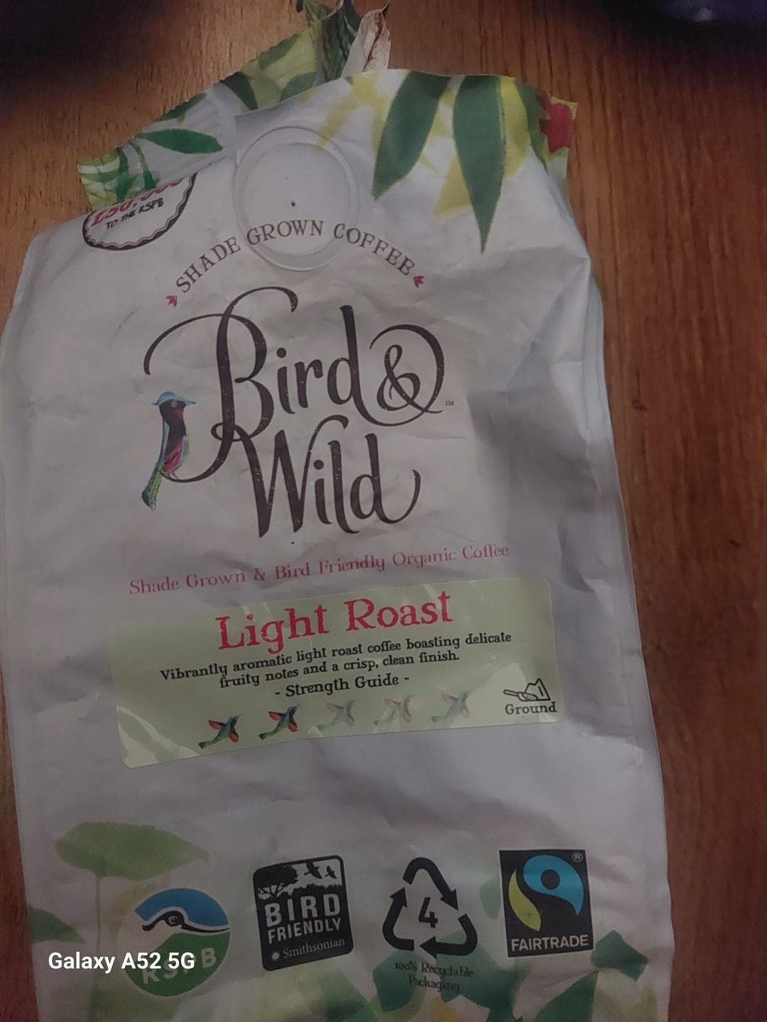 Customer photo review of Light Roast Fairtrade Organic Beans & Ground - 200g, 1kg