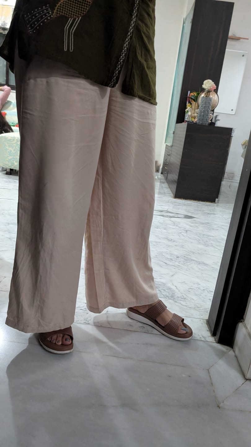 Customer photo review of Women Beige Viscose Palazzo Pant