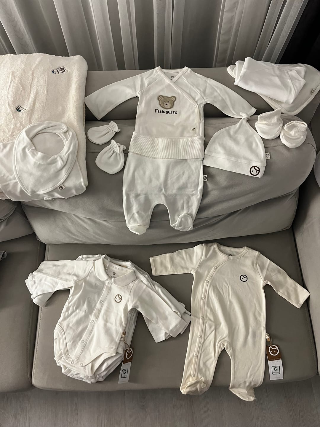 Customer photo review of Organik Pamuk 10'lu Ekru Hastane Çıkış Seti