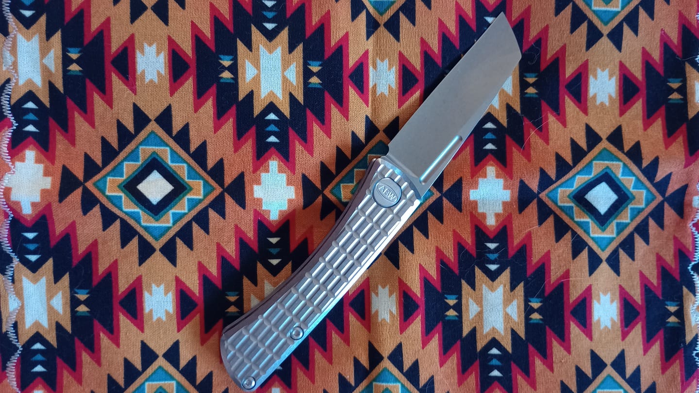 Customer photo review of ABW Slip Joint 2.25" – Frag Milled Titanium, MagnaCut Stonewash Wharncliffe – Made in USA