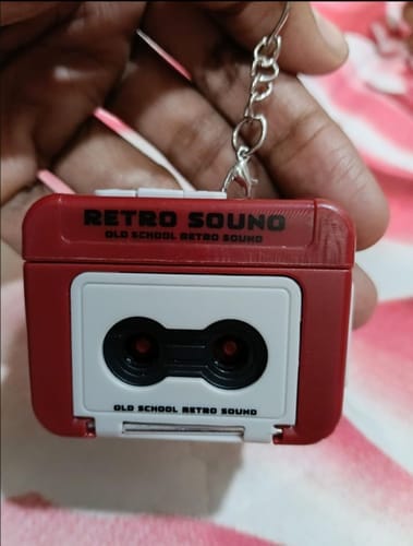 Customer photo review of Retro Voice Recorder Keychain