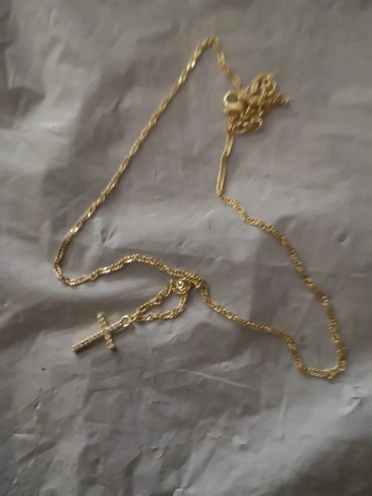 Customer photo review of 18K Real Gold Plated Stainless Steel Cross Necklace for women girls Non Tarnish Waterproof Easter Christian Faith Jewelry Gifts