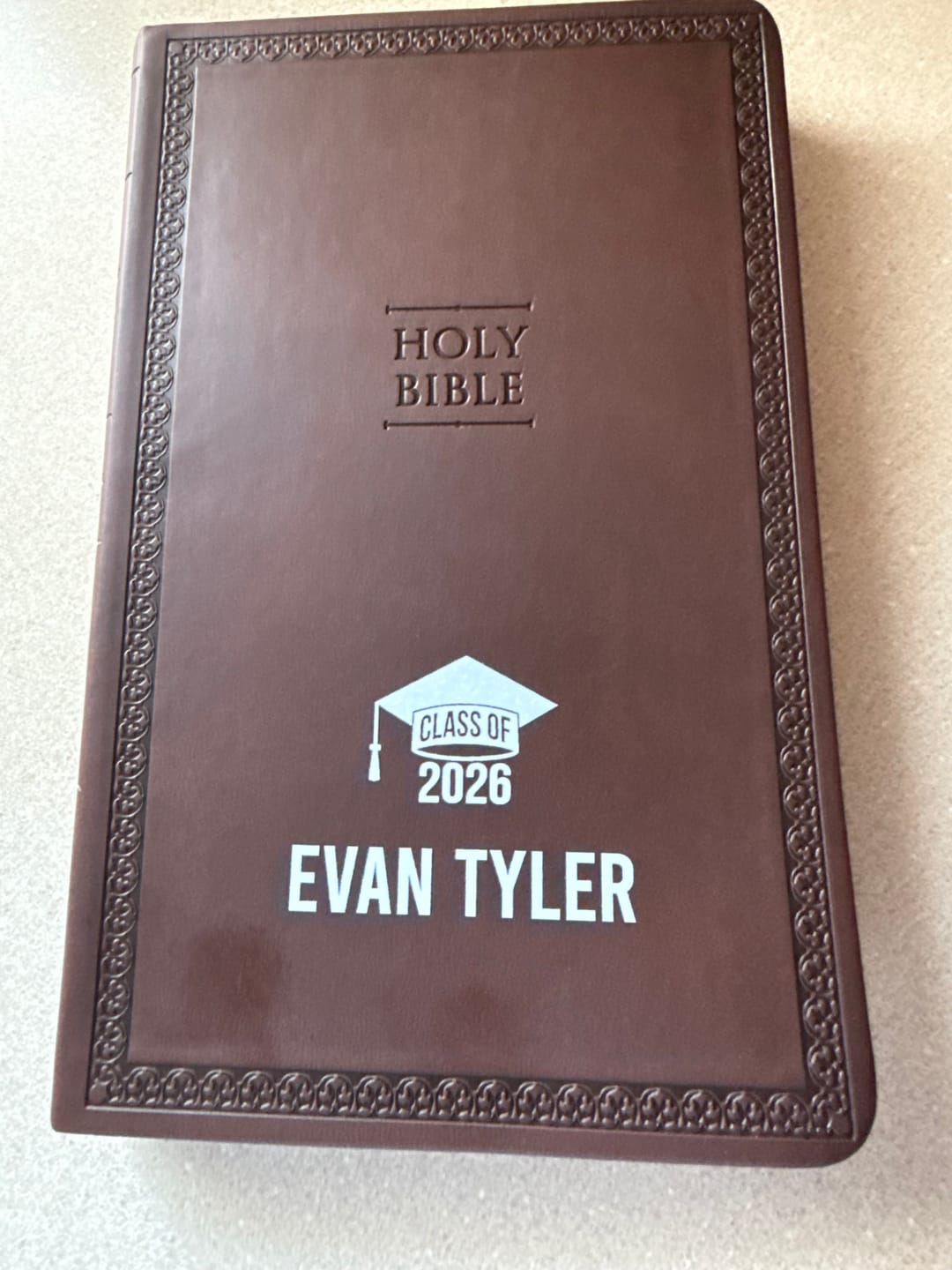 Customer photo review of Personalized NIV Bible Brown Value Thinline - Graduation Design