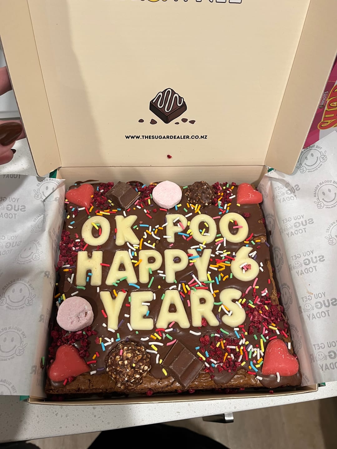 Customer photo review of Custom message heart brownie