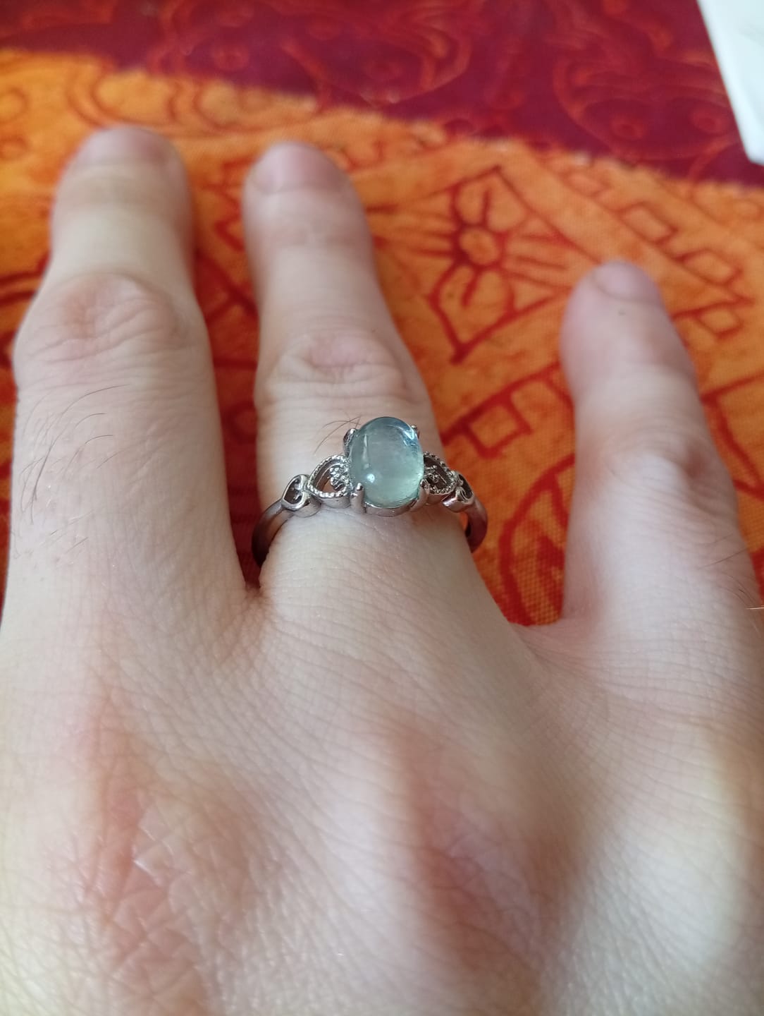 Customer photo review of Bague Ajustable "Cristal de Mer" en Aigue-Marine