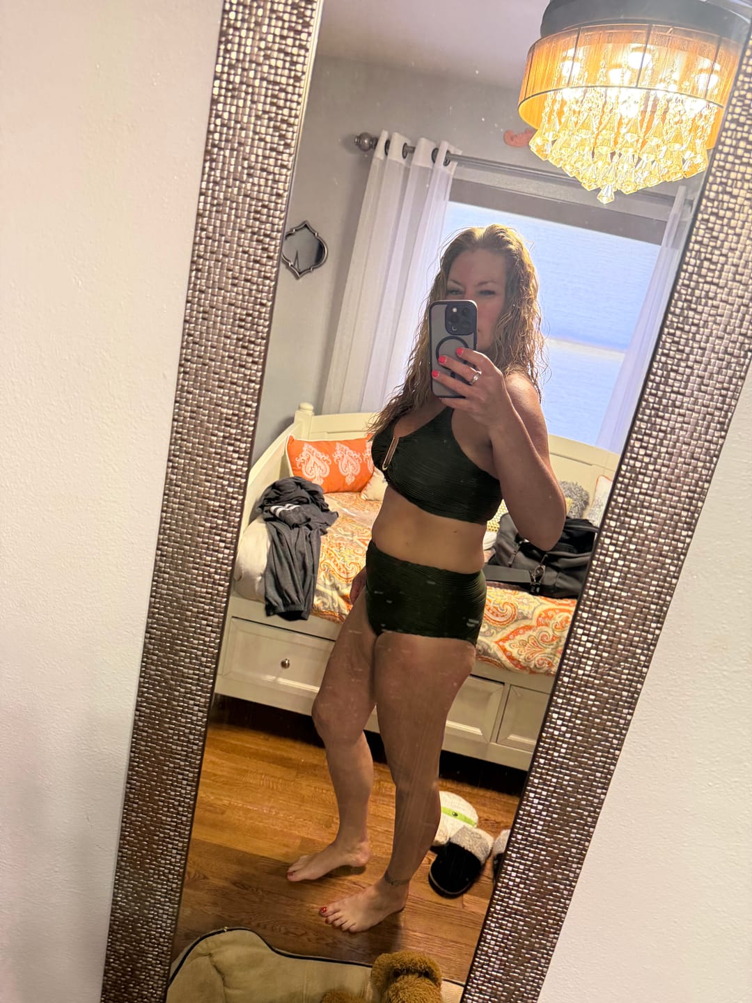Customer photo review of EMOSWIM High-Waisted Tummy Control Bikini Set Textured U-Wire Cutout Swimwear