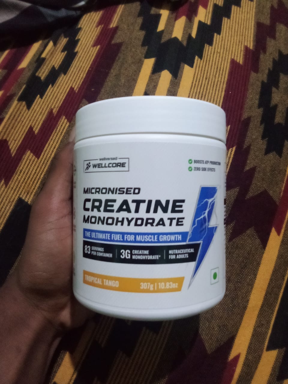 Customer photo review of Wellcore - Micronised Creatine Monohydrate (83 Servings, Tropical Tango) + Premium Steel Shaker
