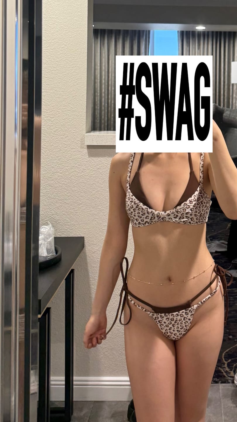 Customer photo review of Seamolly Leopard Print Tie Side Double Layer Bikini Set