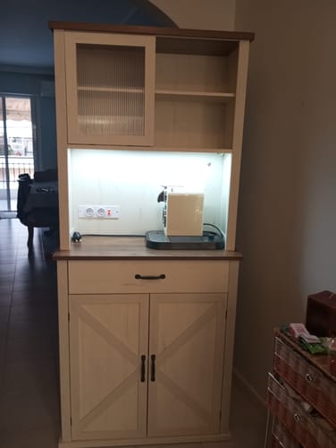 Customer photo review of Μπουφές με φωτισμό Ντουλάπι Βοηθητικό Ράφι Κουζίνας με Συρόμενες πόρτες και συρτάρια 39,7 x 80,4 x 180,3 εκ. Παλαιωμένο Λευκό BB-K363W22