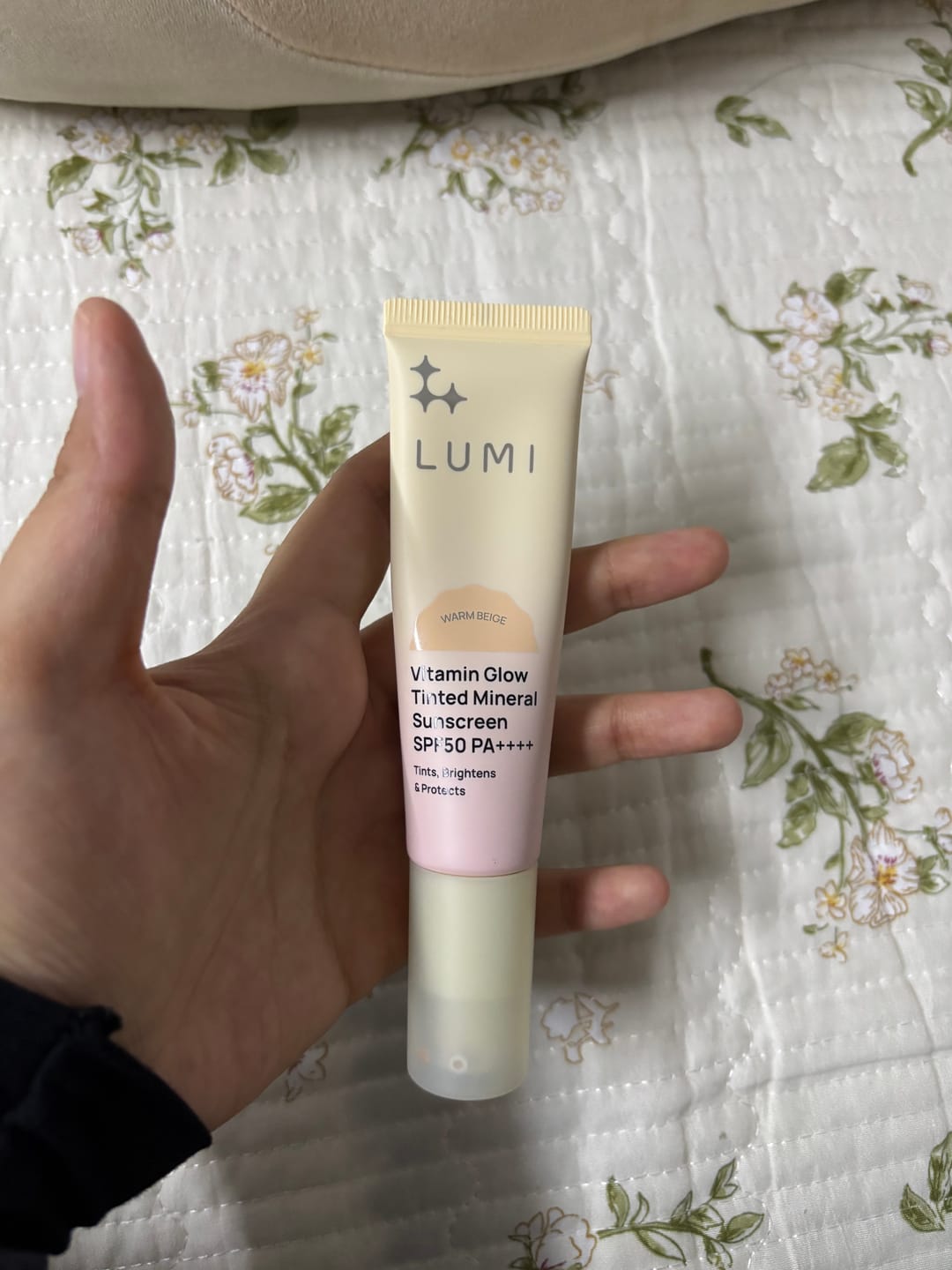 Customer photo review of Vitamin Glow Tinted Mineral Sunscreen SPF50 PA++++
