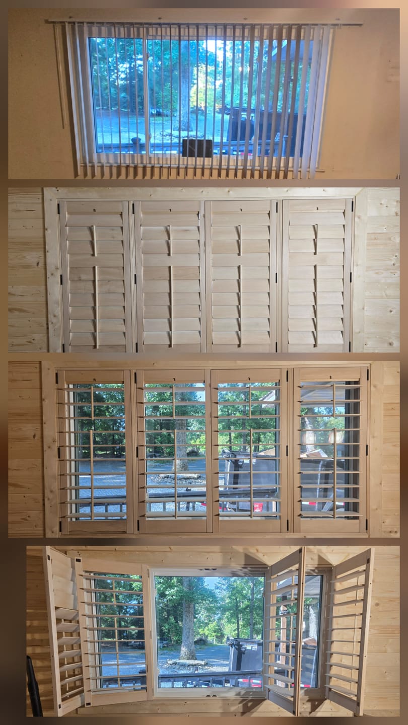 Customer photo review of Stained Wood Plantation Shutter