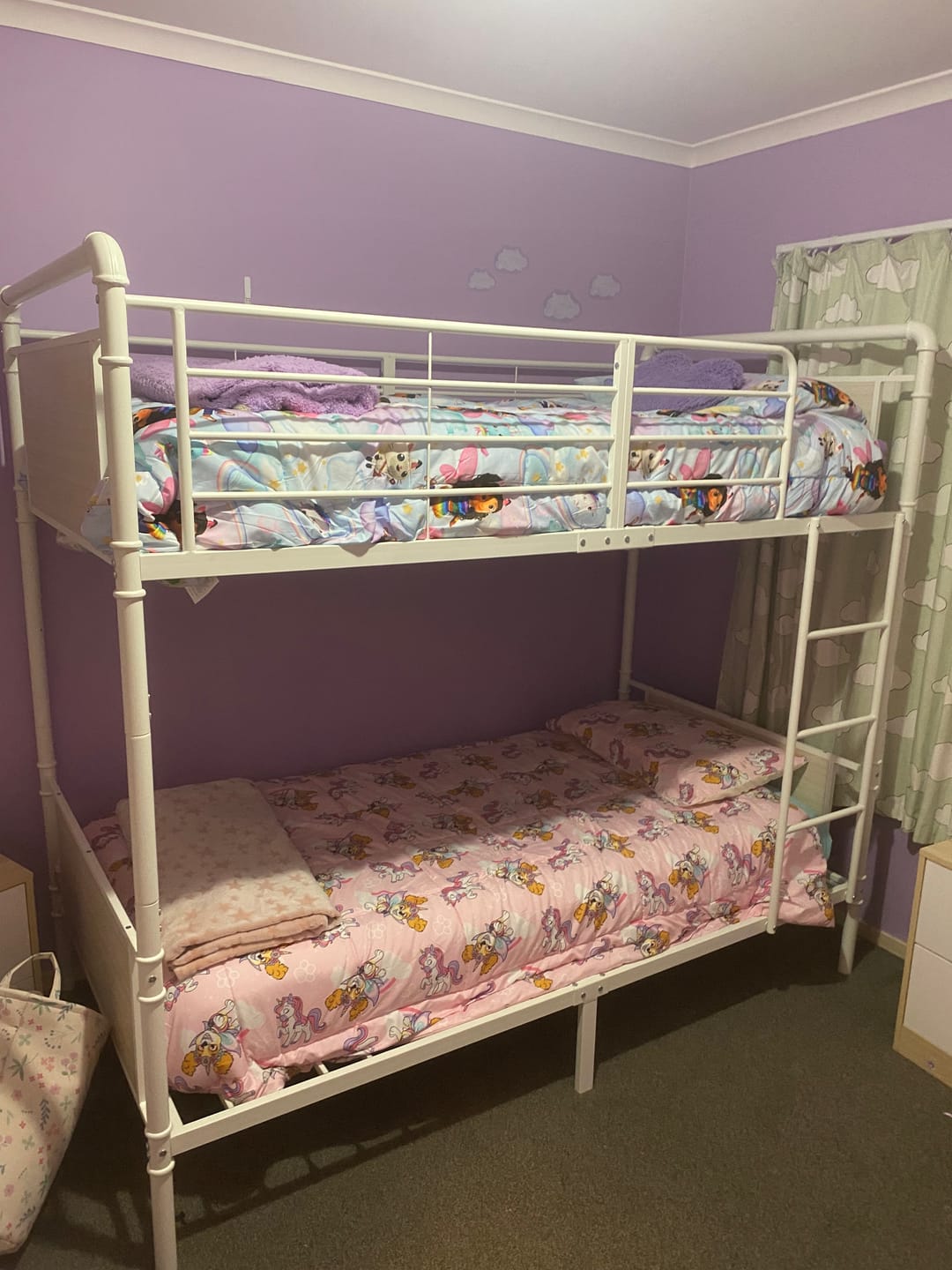 Customer photo review of Twin Metal Bunk Bed Frame – White Matte