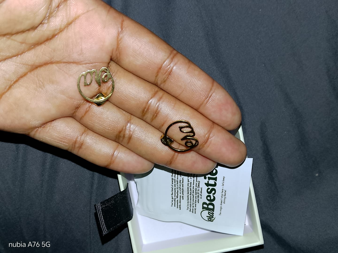Customer photo review of Gold Era Logo Studs