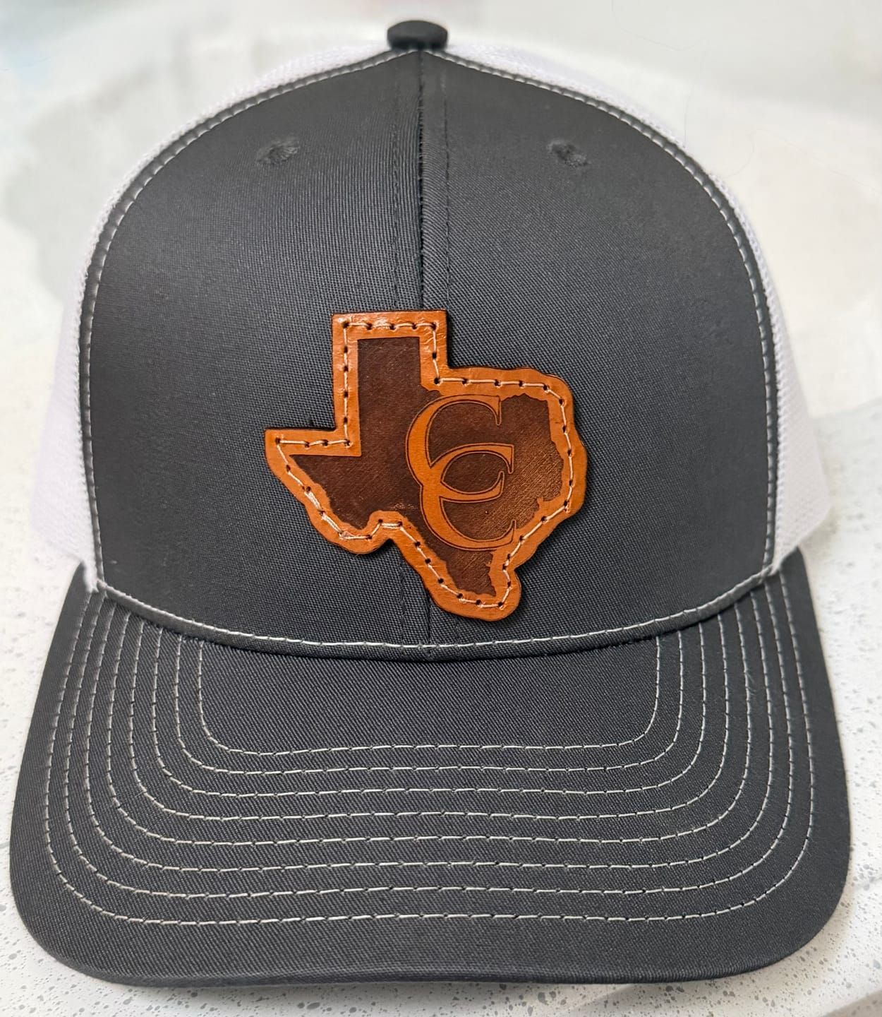 Customer photo review of Traditional Trucker 112 - Custom Leather Patch Hat