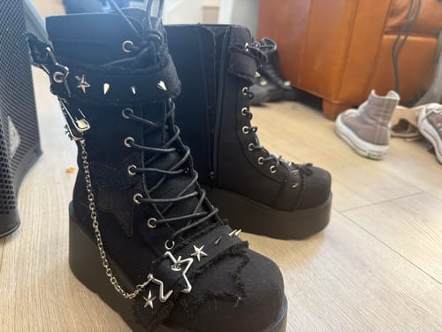 Customer photo review of Y2K Punk Platform Canvas Martin Ankle Boots