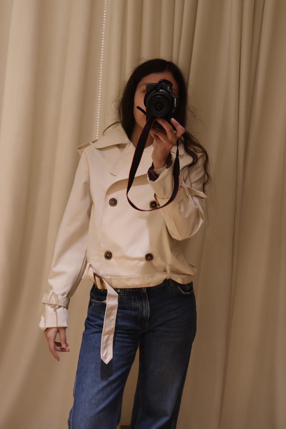 Customer photo review of Trench Corto Ecru