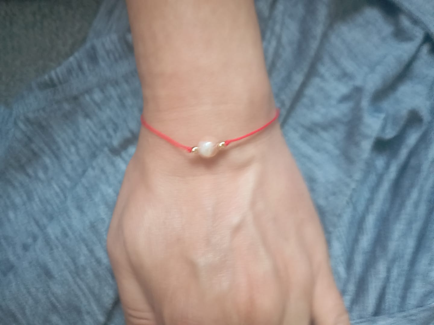 Customer photo review of Citrine Red Thread Bracelet With Real Gold