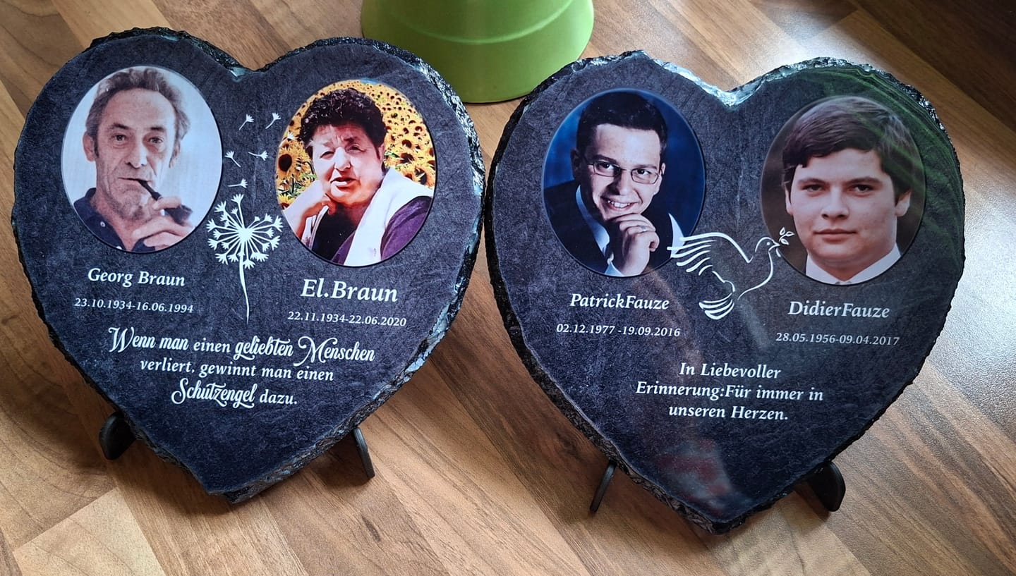 Customer photo review of Unsere Schutzengel - Personalisiertes Trauer Schieferherz für 2 Personen