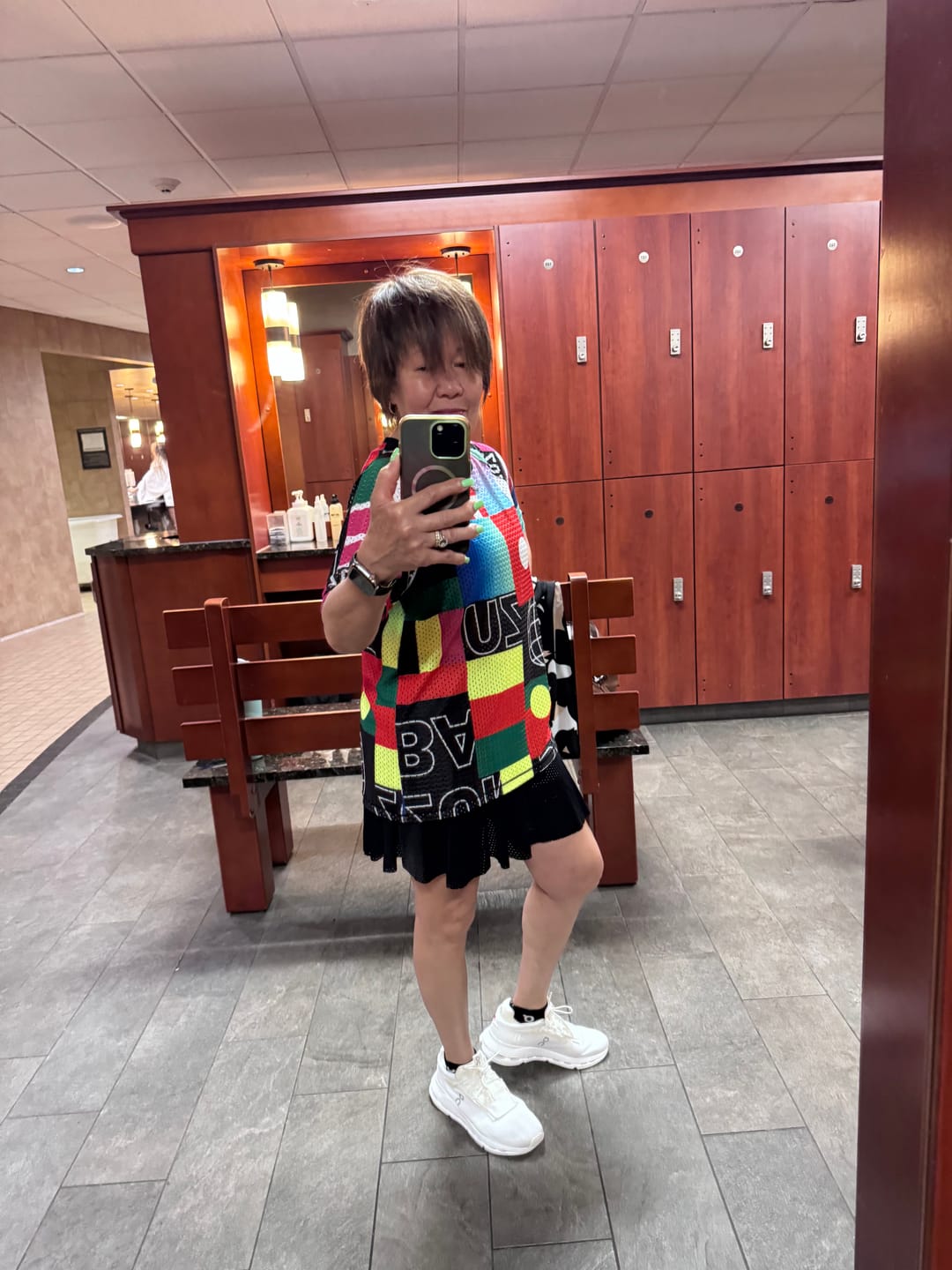 Customer photo review of Worldwide Mesh Crew Neck Top