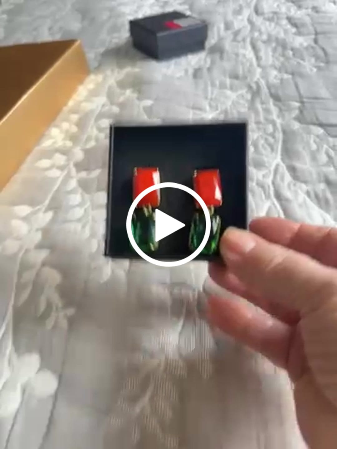 Customer video review of HEIDI DAUS® “French Riviera” Crystal & French Resin Art Deco Drop Earrings (3 Colorways)