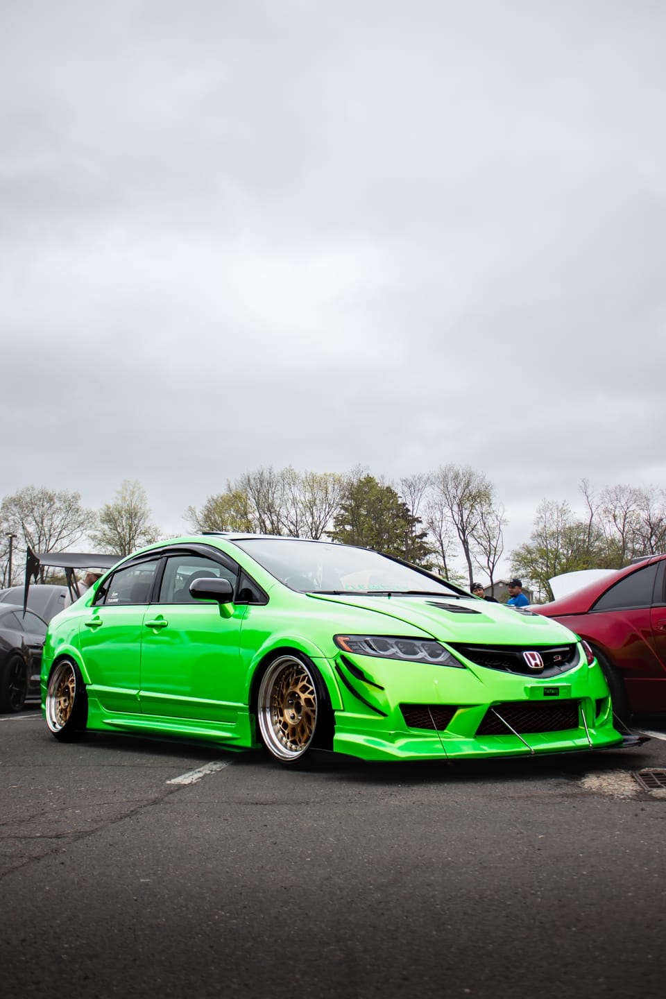 Customer photo review of Mallcas™ Glossy Candy Metallic Neon Green Vinyl Wrap (PET Liner)