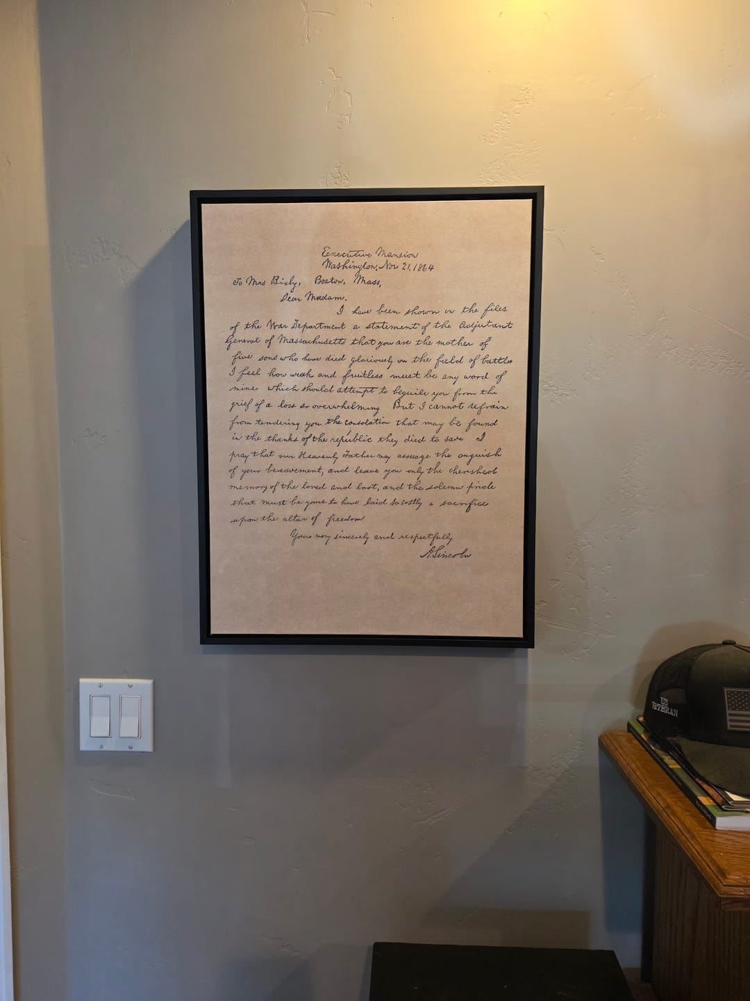 Customer photo review of President Lincoln's Letter of Condolence to Mrs. Bixby, Civil War 1800s