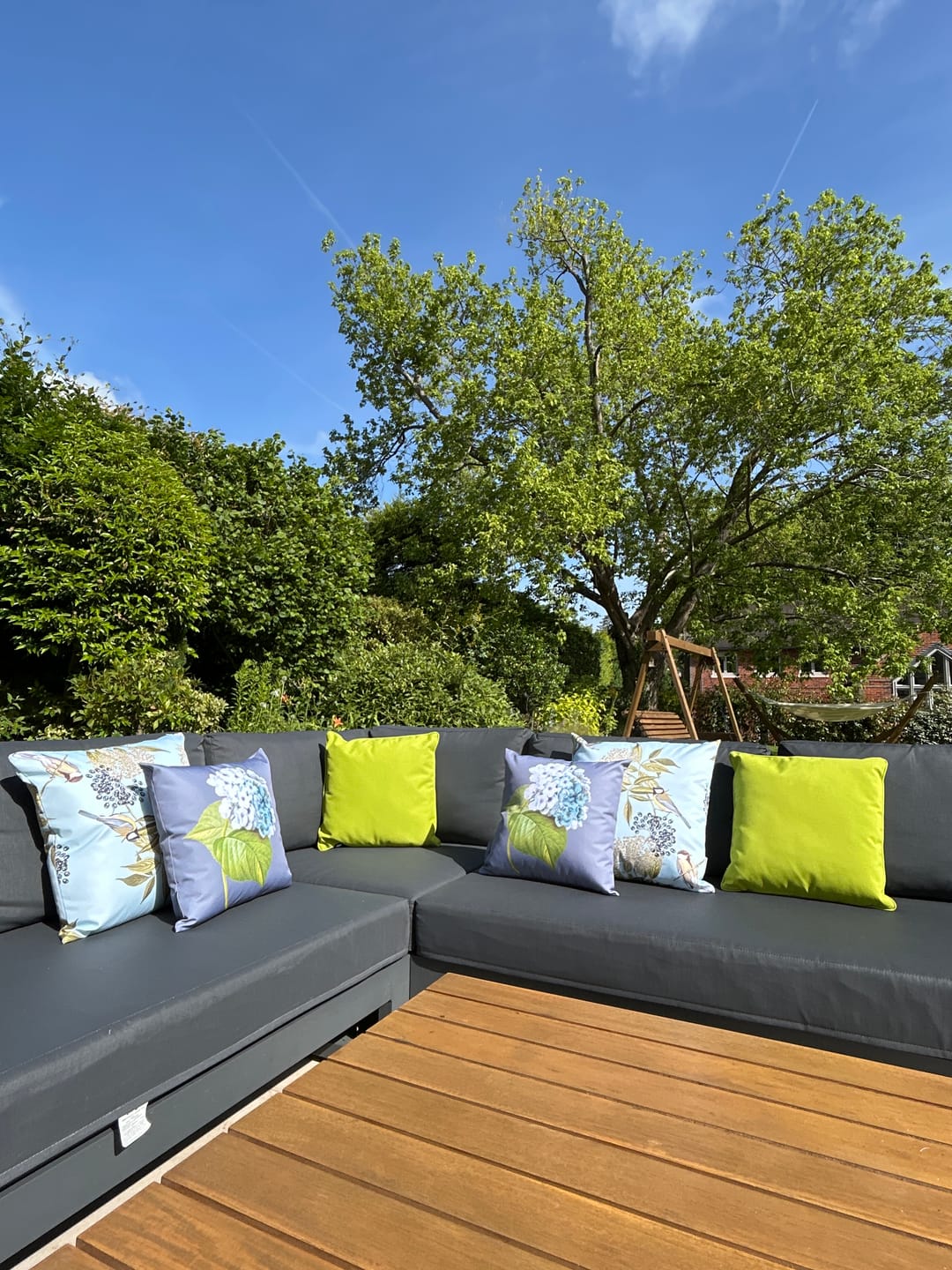 Customer photo review of Outdoor Garden Waterproof Cushion - Bird on Elderflower