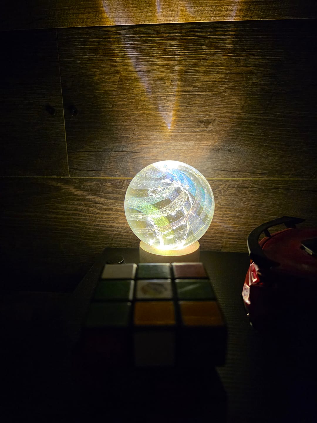 Customer photo review of Dichroic Rainbow Orb with Cremains
