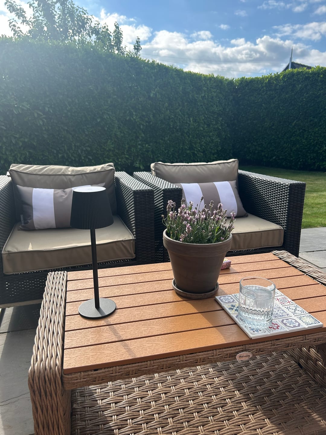 Customer photo review of Outdoor Garden Waterproof Rectangle Cushion - 3 Stripes