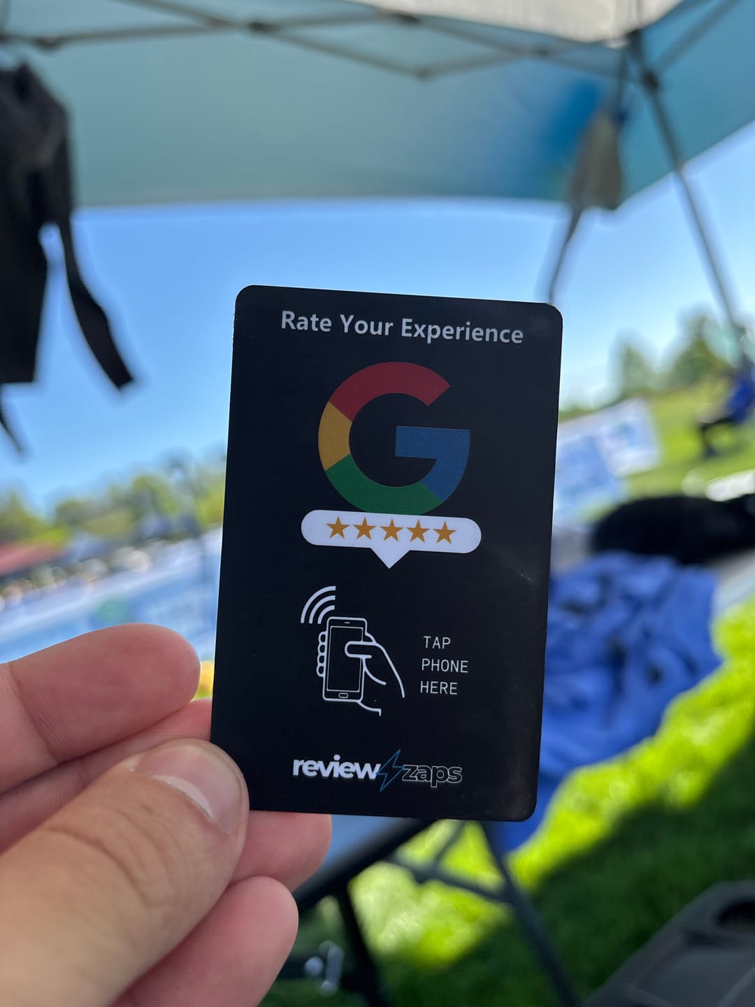 Customer photo review of NFC Google Review Card