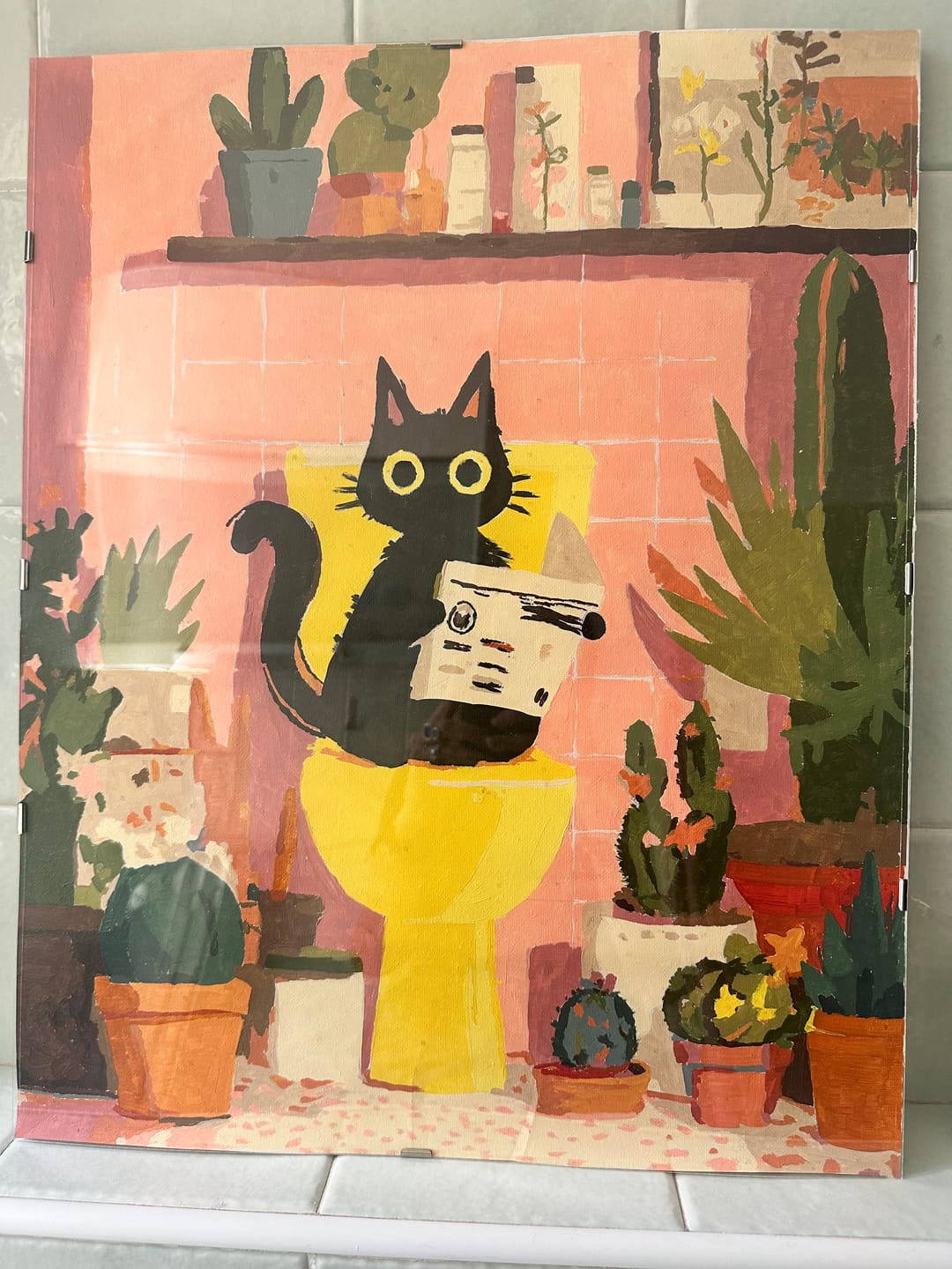 Customer photo review of The black cat on the toilet | Paint by Number