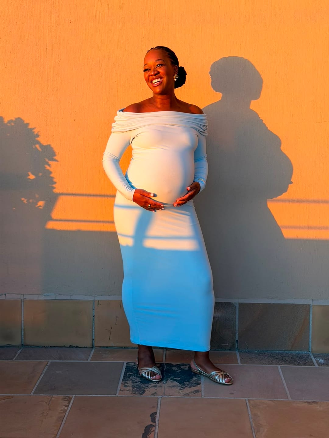 Customer photo review of Lilac Bardot Sculpted Dress with Long Sleeves
