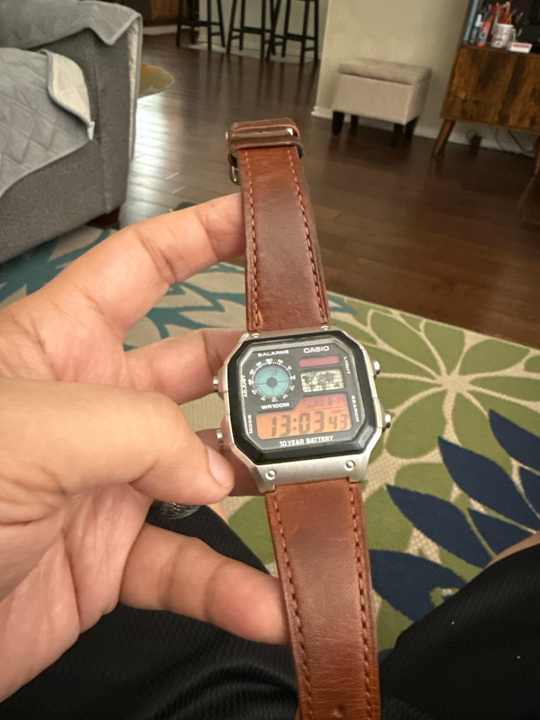 Customer photo review of Vintage Leather strap for Casio Worldtimer 22-18mm