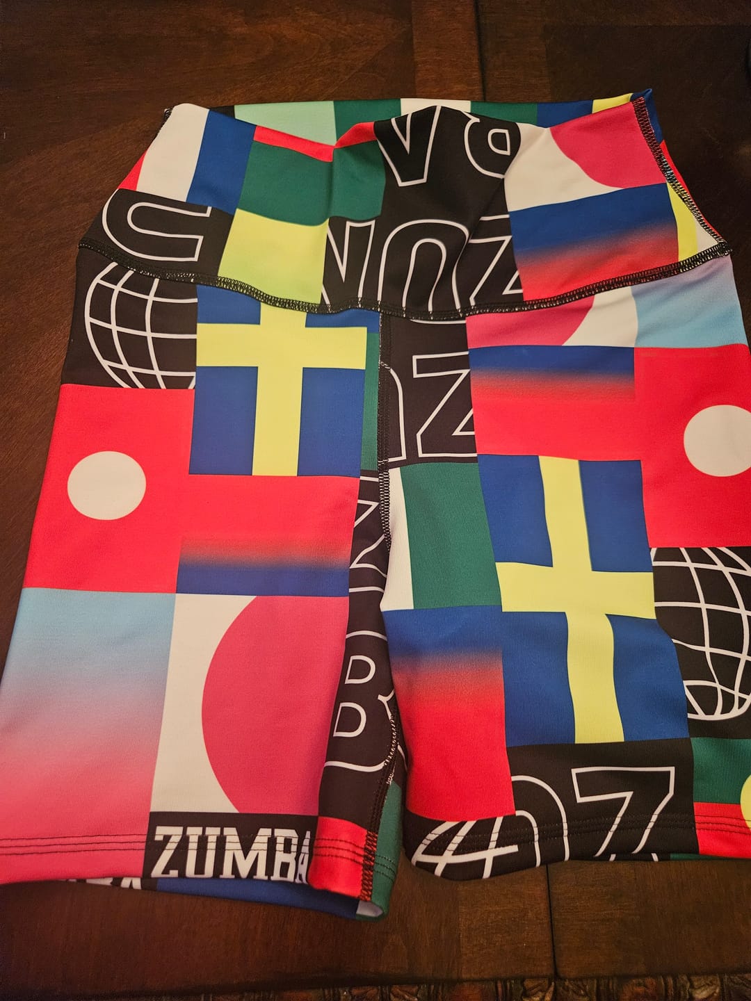 Customer photo review of Worldwide High Waisted Biker Shorts - Red/Blue