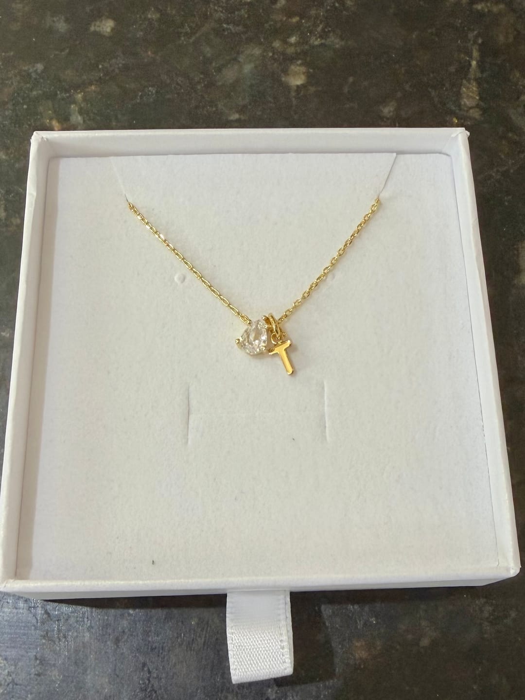 Customer photo review of Birthstone Pear Shaped Necklace April