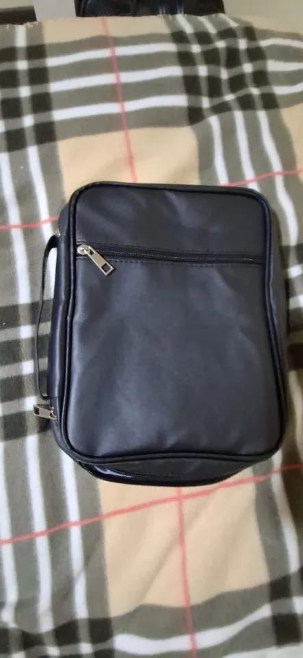 Customer photo review of Black Leather Bible Cover with Handle & Zipper Pocket Large Capacity Christian Book Bag Organizer Church Travel Gift
