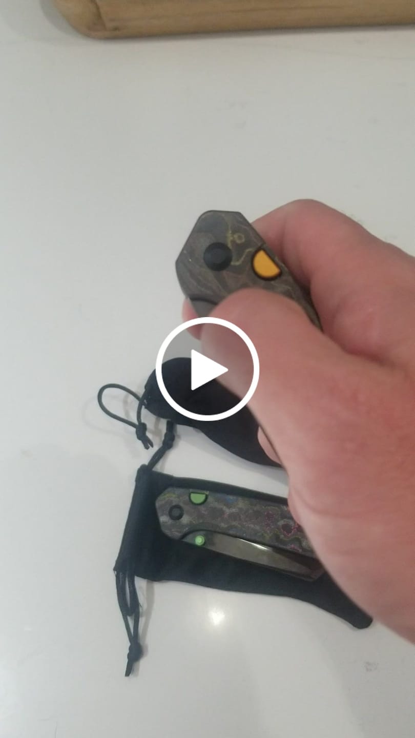 Customer video review of Kizer Madrac Button Liner Lock Camo Carbon Mirror DLC S45VN BLADE DISTRICT EXCLUSIVE