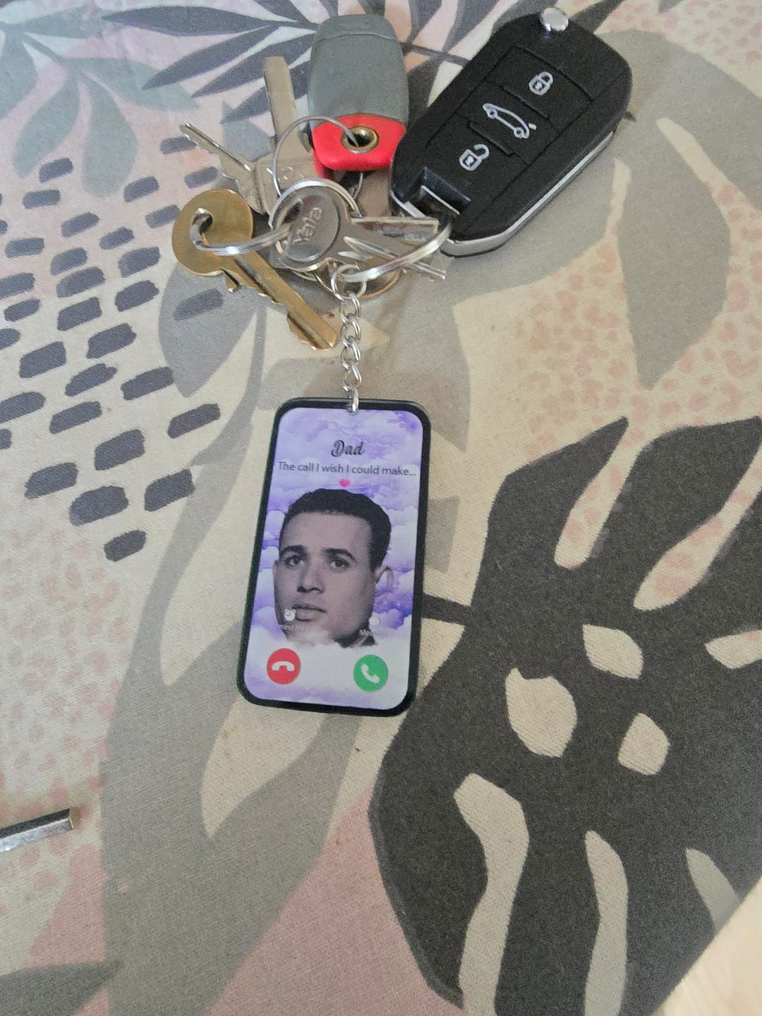 Customer photo review of The Call I Wish I Could Take Memorial Sympathy Gift Remembrance Keepsake Photo Personalized Acrylic Keychain